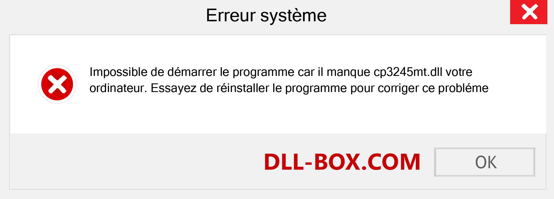 Le fichier cp3245mt.dll est manquant ?. Télécharger pour Windows 7, 8, 10 - Correction de l'erreur manquante cp3245mt dll sur Windows, photos, images